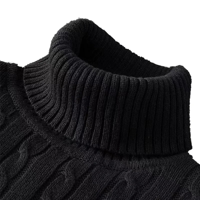 2025 New Men's High Neck Sweater Solid Color Pullover Knitted Warm Casual Turtleneck Sweatwear Woolen Mens Winter Outdoor 2028