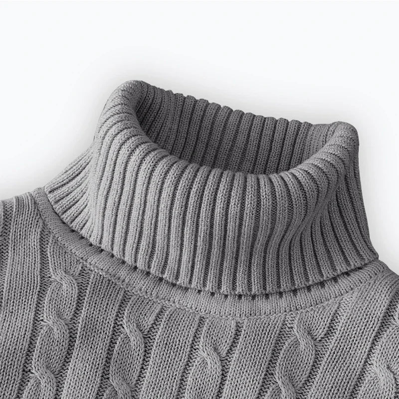 2025 New Men's High Neck Sweater Solid Color Pullover Knitted Warm Casual Turtleneck Sweatwear Woolen Mens Winter Outdoor 2028