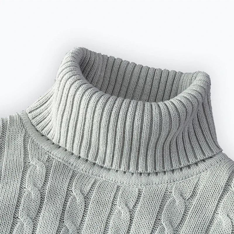 2025 New Men's High Neck Sweater Solid Color Pullover Knitted Warm Casual Turtleneck Sweatwear Woolen Mens Winter Outdoor 2028