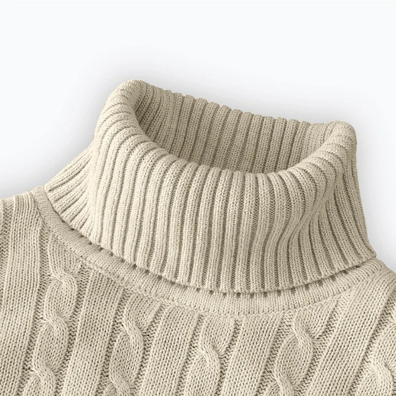 2025 New Men's High Neck Sweater Solid Color Pullover Knitted Warm Casual Turtleneck Sweatwear Woolen Mens Winter Outdoor 2028