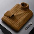 2025 New Men's High Neck Sweater Solid Color Pullover Knitted Warm Casual Turtleneck Sweatwear Woolen Mens Winter Outdoor 2028