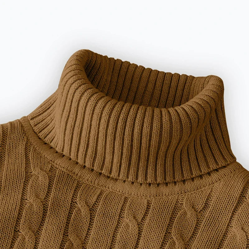 2025 New Men's High Neck Sweater Solid Color Pullover Knitted Warm Casual Turtleneck Sweatwear Woolen Mens Winter Outdoor 2028