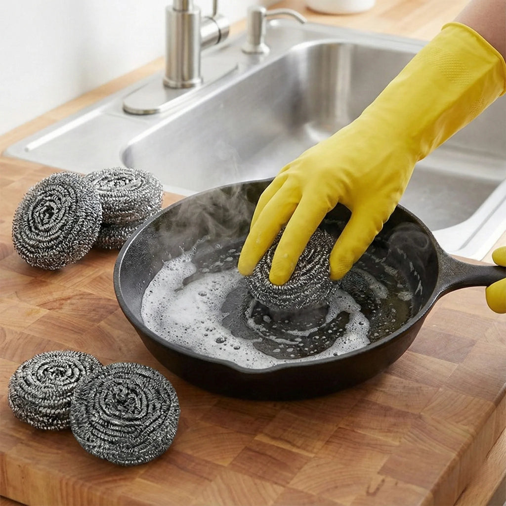 20-Pack 410 Stainless Steel Kitchen Scrubbers - Heavy-Duty Cleaning Balls for Grease & Stains